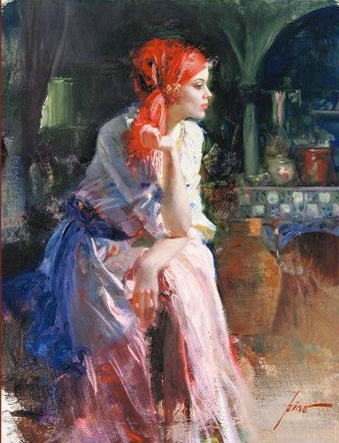 Lost in Thought by Pino, hand embellished giclee on canvas