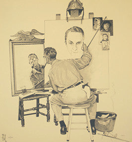 Ages of Love Suite: Triple Self Portrait by Norman Rockwell, lithograph