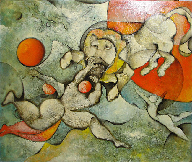 Circus Act by David Schluss, acrylic on canvas