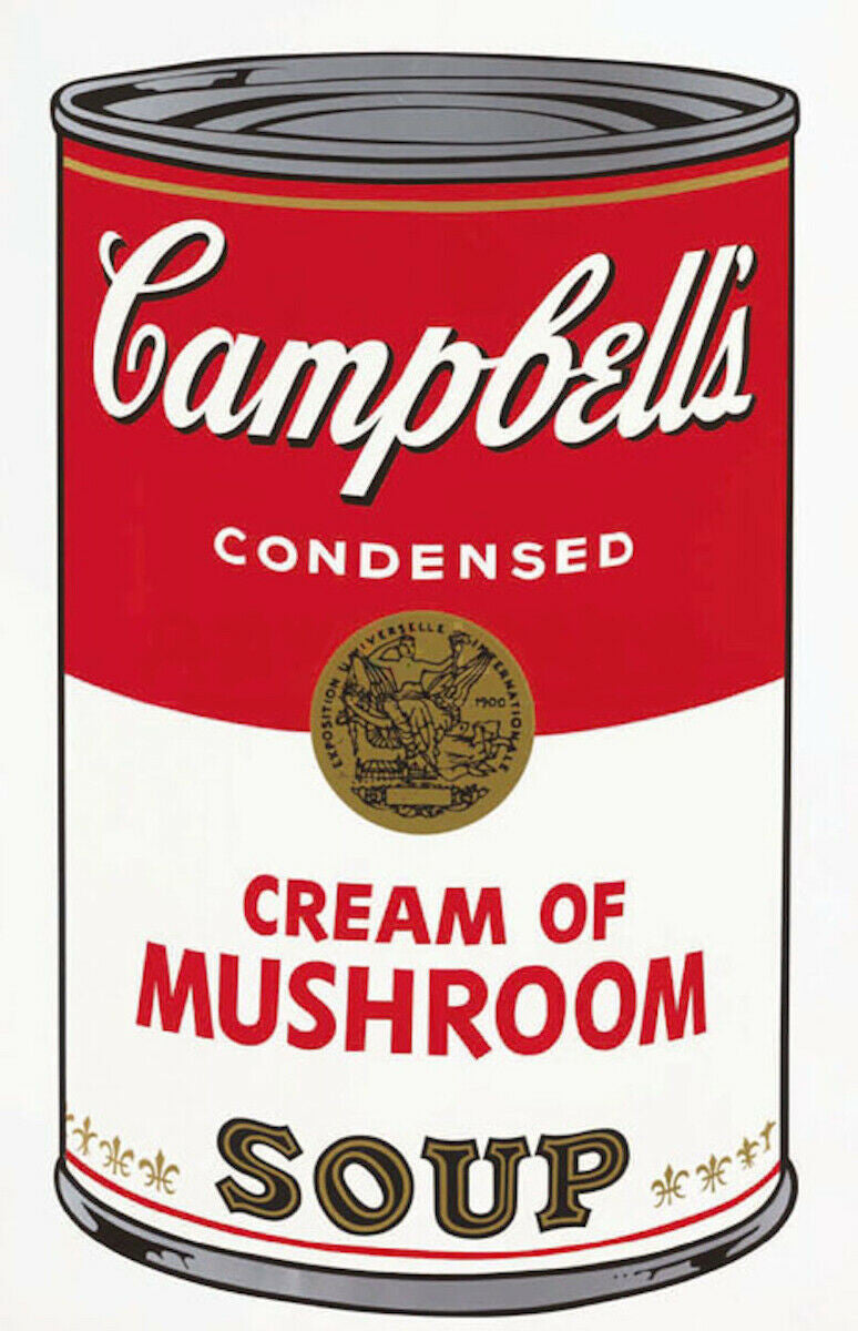 Campbell's Soup I: Cream of Mushroom FS II.53 by Andy Warhol, 1968 screen print on paper