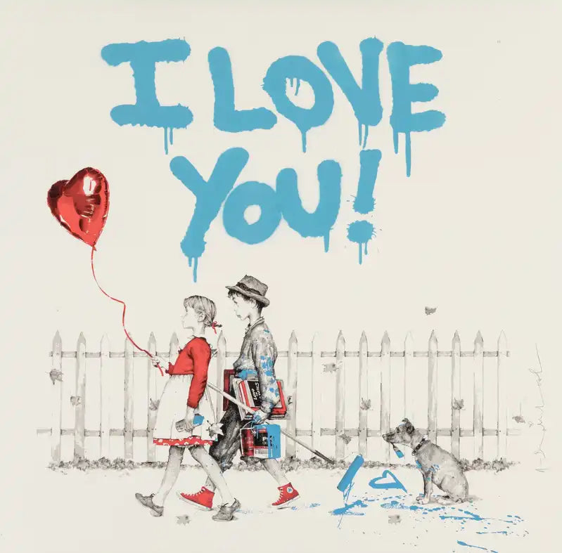 I'm Yours - I Love You (Blue) by Mr. Brainwash, 2022 color screen print on art paper