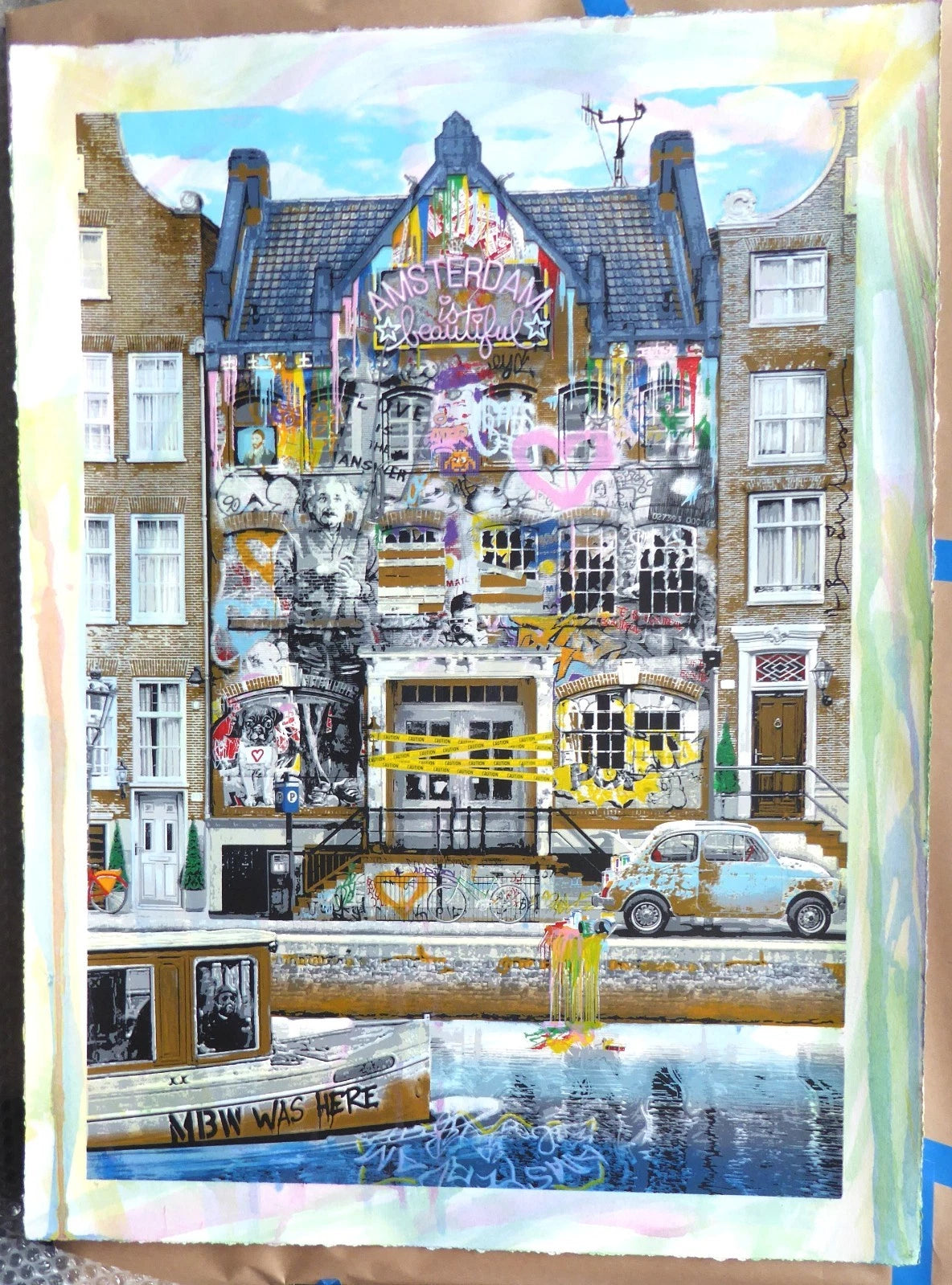 Amsterdam Da Beautiful (Original) by Mr. Brainwash, 2024 silkscreen and mixed media on deckled edge paper