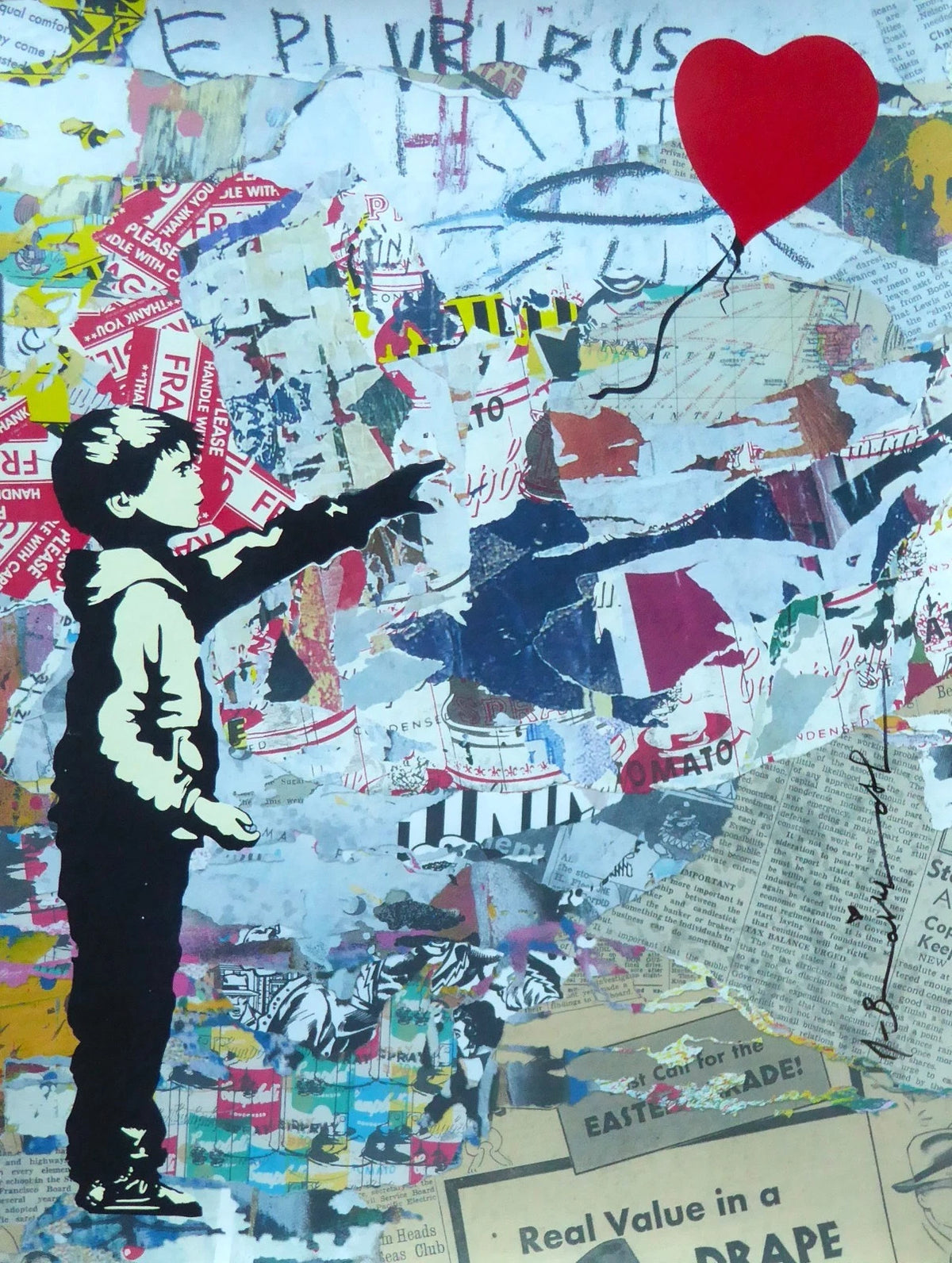 Balloon Boy (Original) by Mr. Brainwash, 2024 silkscreen and mixed media on archival paper