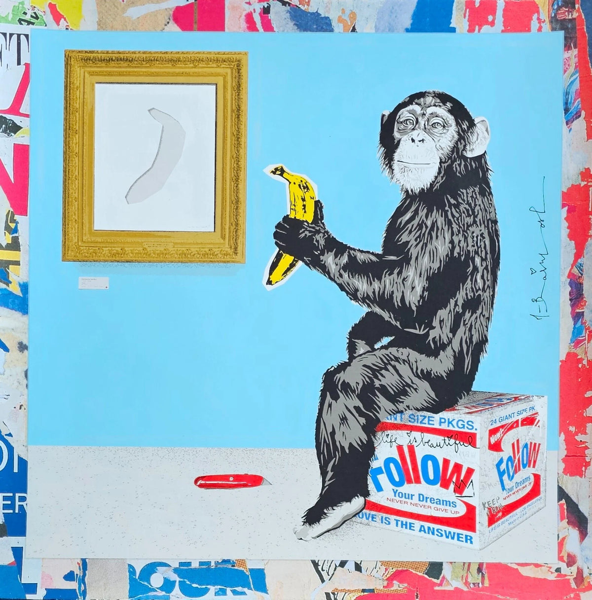 Banana Appetit (Original) by Mr. Brainwash, 2024 silkscreen and mixed media on archival paper