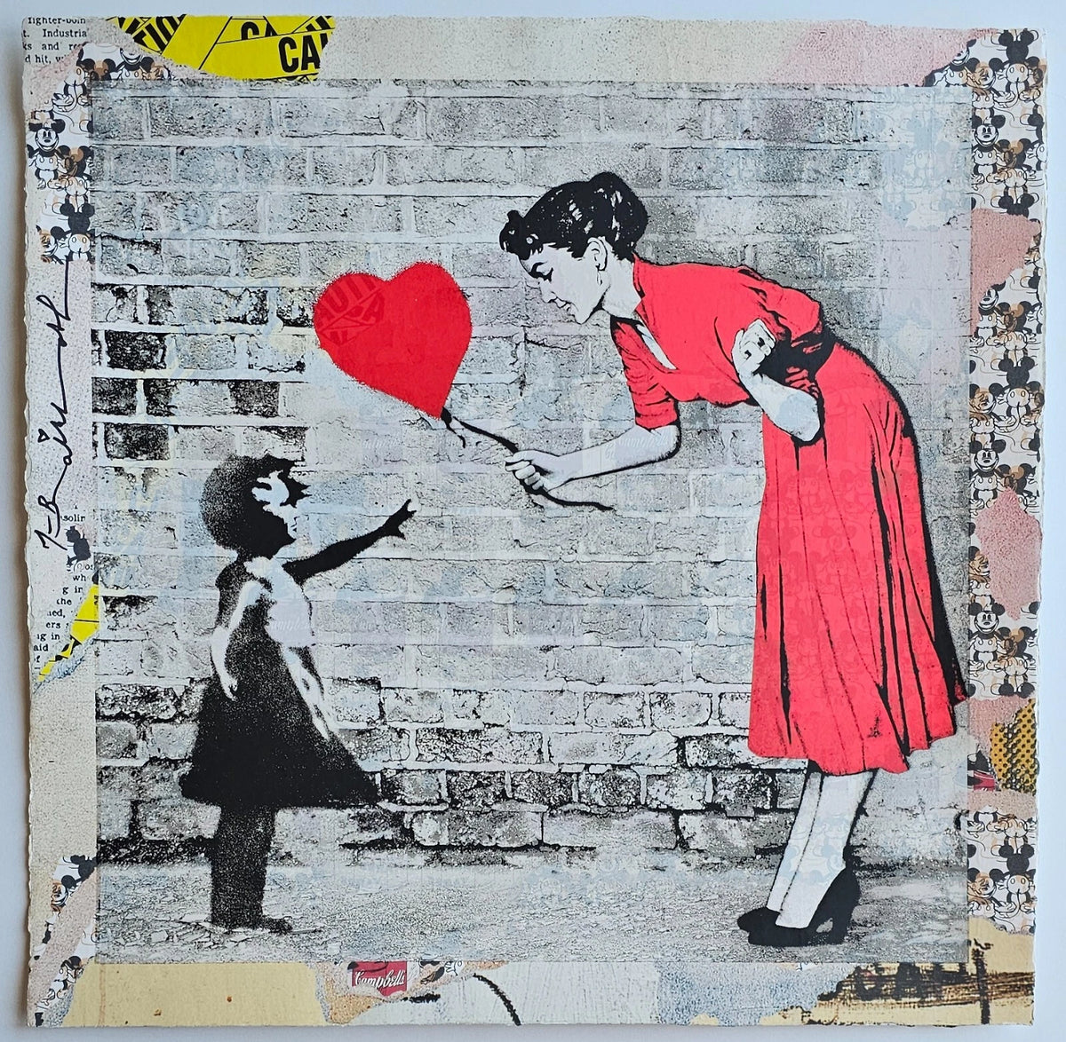 Love Catcher (Original) by Mr. Brainwash, 2023 silkscreen and mixed media on archival paper