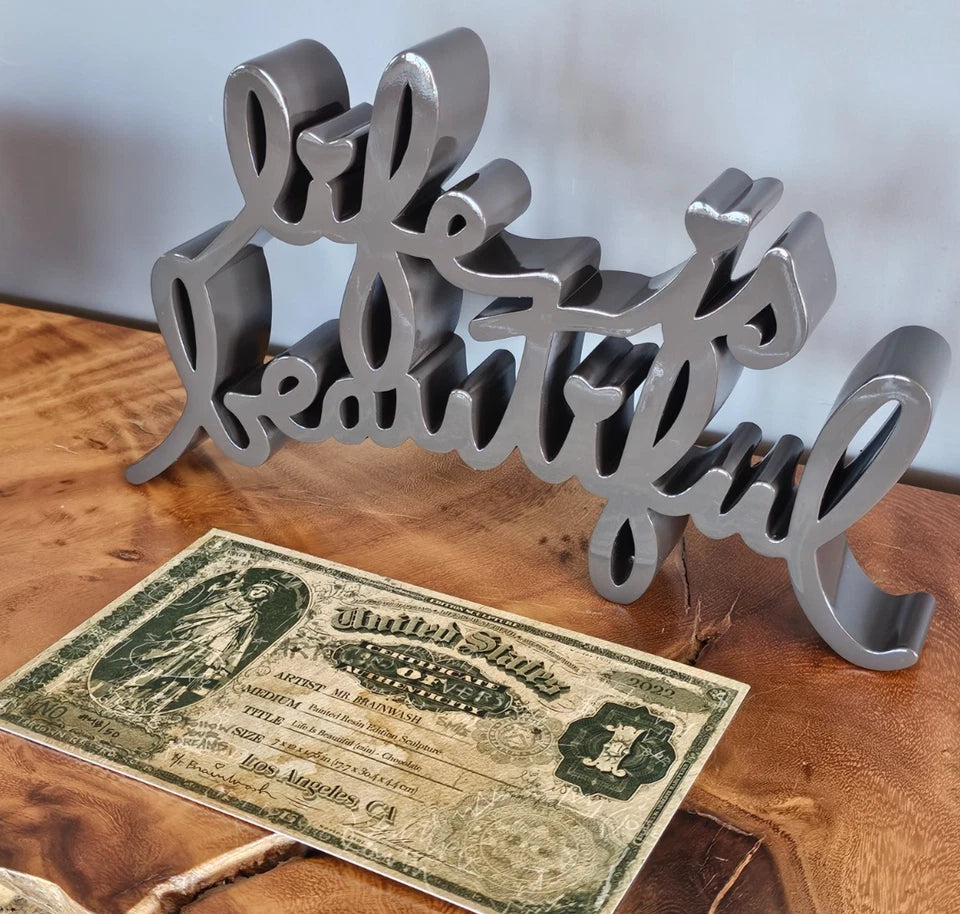 LIFE IS BEAUTIFUL SCULPTURE (BROWN) BY MR. BRAINWASH