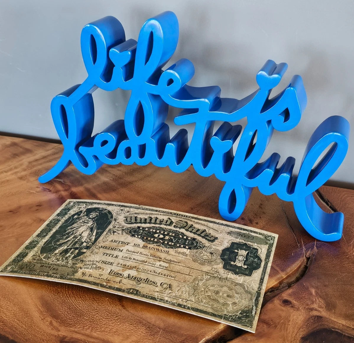 LIFE IS BEAUTIFUL SCULPTURE (ROYAL BLUE) BY MR. BRAINWASH
