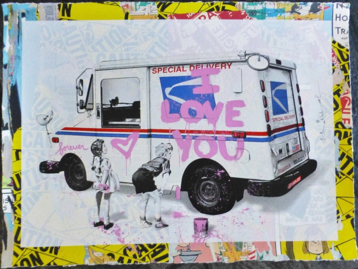 Special Delivery! I Love You (Original) by Mr. Brainwash, 2022 silkscreen and mixed media on archival paper