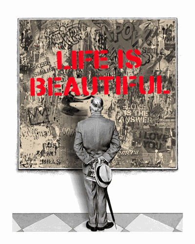 STREET CONNOISSEUR - LIFE IS BEAUTIFUL (RED) BY MR. BRAINWASH