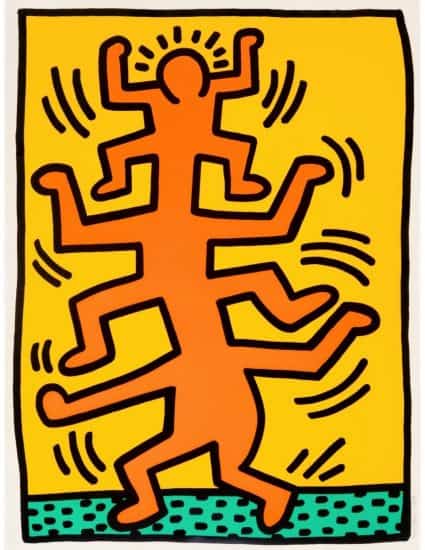 Growing I by Keith Haring, 1988 color screen print