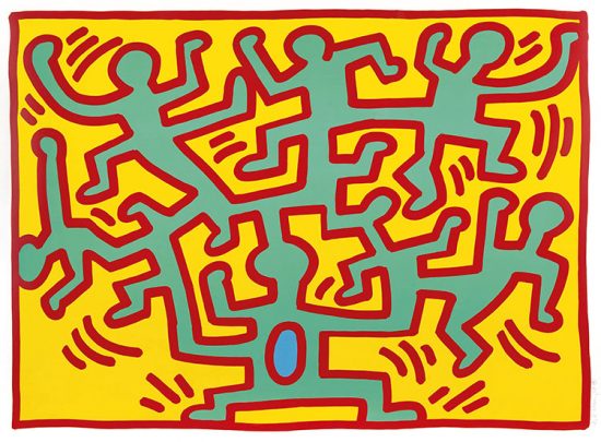 Growing II by Keith Haring, 1988 color screen print