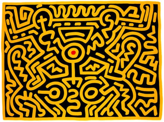 Growing 4 by Keith Haring, 1988 color screen print