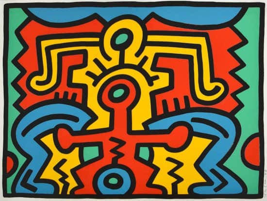 Growing 5 by Keith Haring, 1988 color screen print