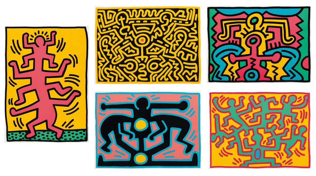 Growing By Keith Haring (Set of 5 Prints) (40 X 30 INCHES) - 1988 -