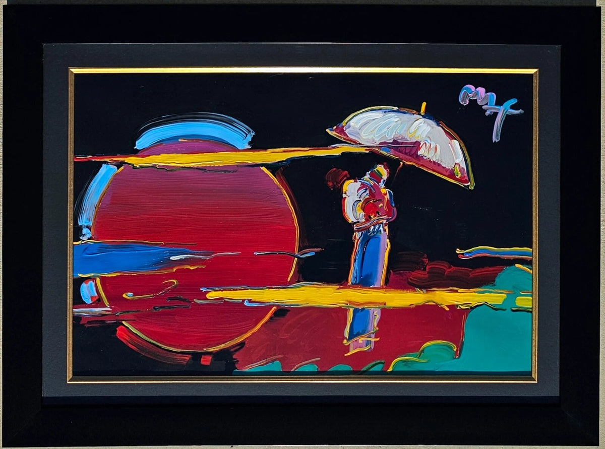 New Moon Umbrella Man (Original) by Peter Max, 2007 acrylic and mixed media on paper