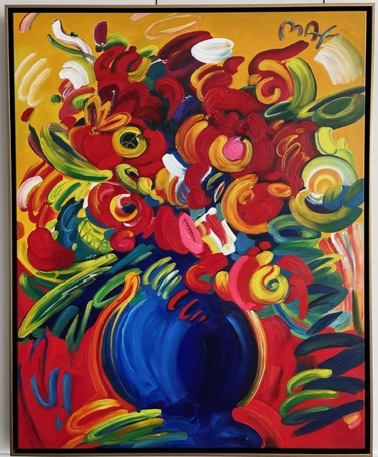 VASE OF FLOWERS (ORIGINAL) BY PETER MAX (60 X 48 INCHES)