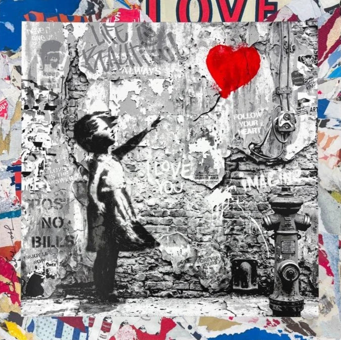 LOVE FOREVER (Original) Balloon Girl By Mr. Brainwash (22 X 22 INCHES)