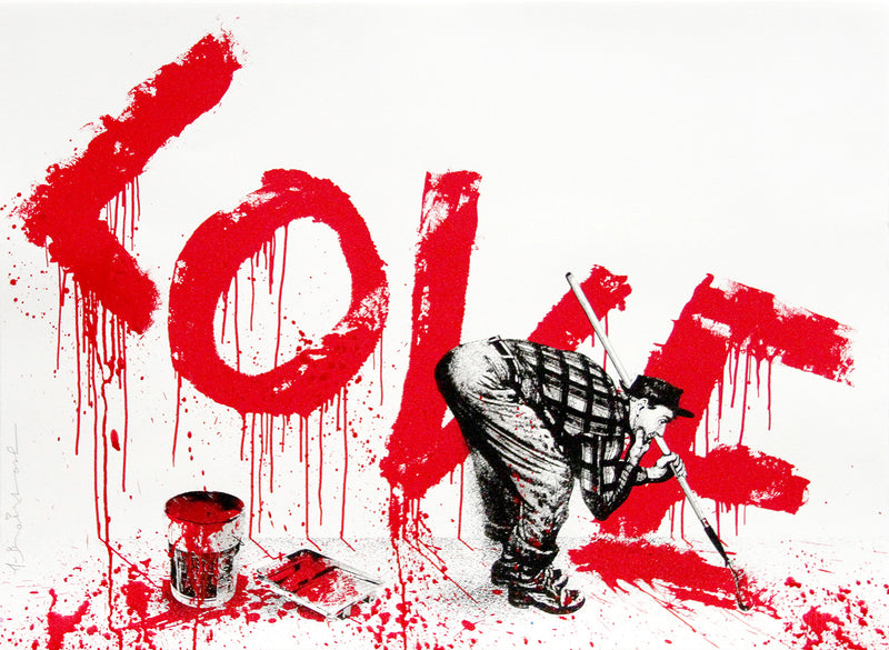 All You Need Is Love (Red) by Mr. Brainwash, 2018 3-color screen print on hand torn archival art paper