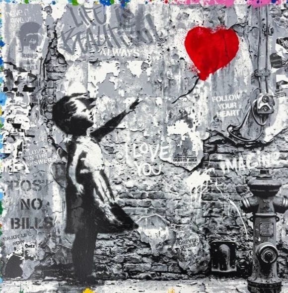 BALLOON GIRL (Original) By Mr. Brainwash (22 X 22 INCHES)