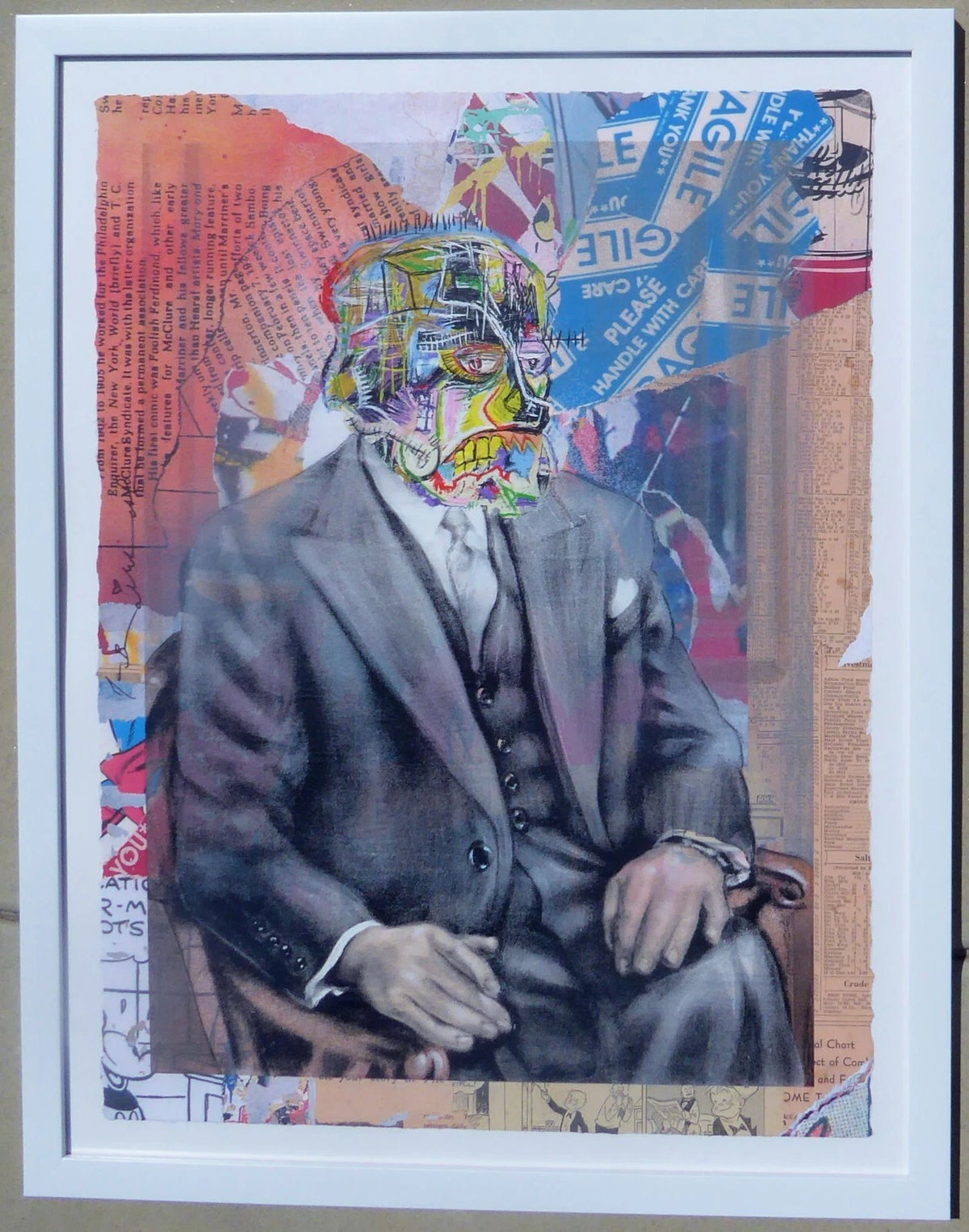 Basquiart Portrait (Original) by Mr. Brainwash, 2021 silkscreen and mixed media on archival paper — detail 2