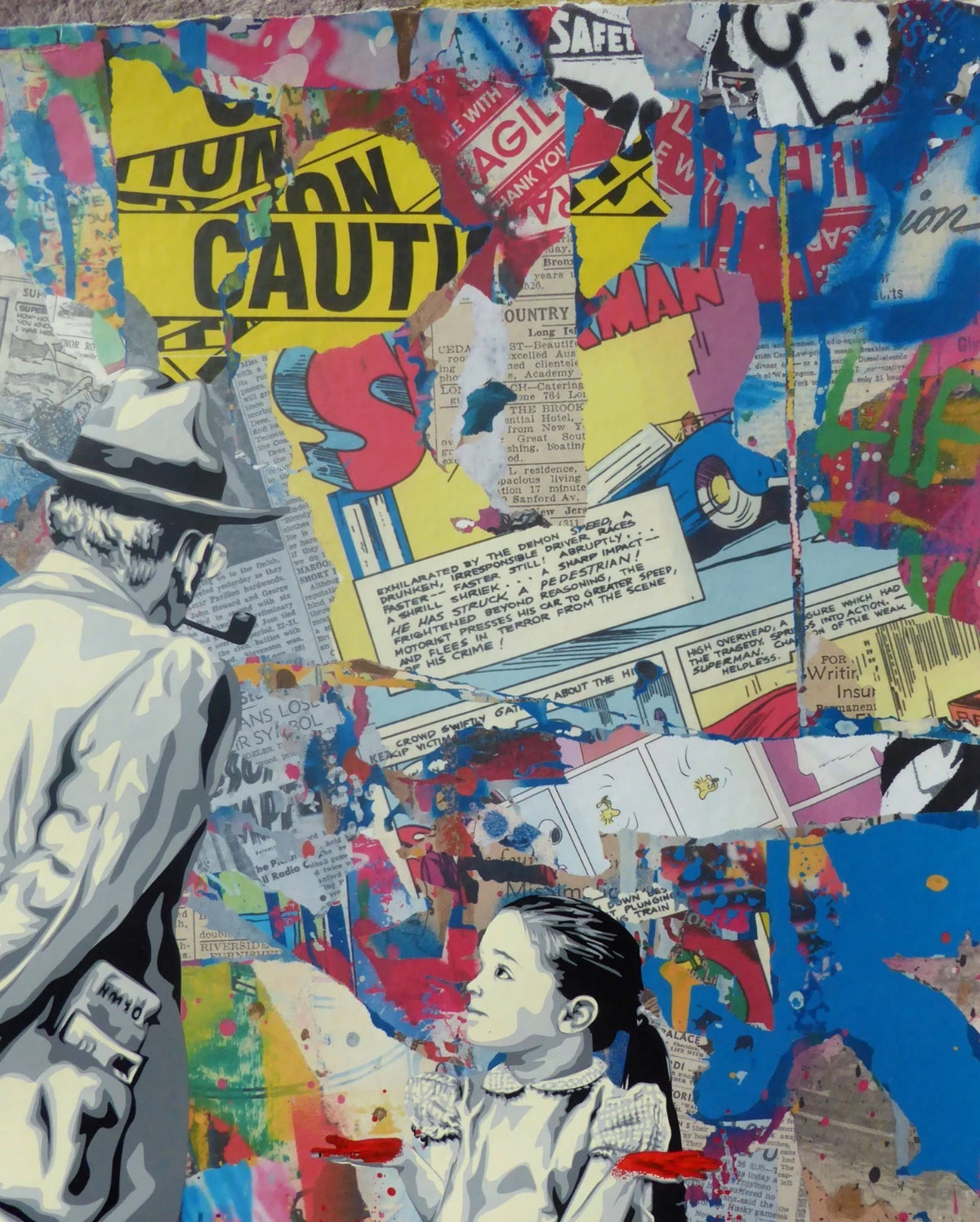 Caught Red Handed (Original) by Mr. Brainwash, 2024 silkscreen and mixed media on archival paper — detail 4