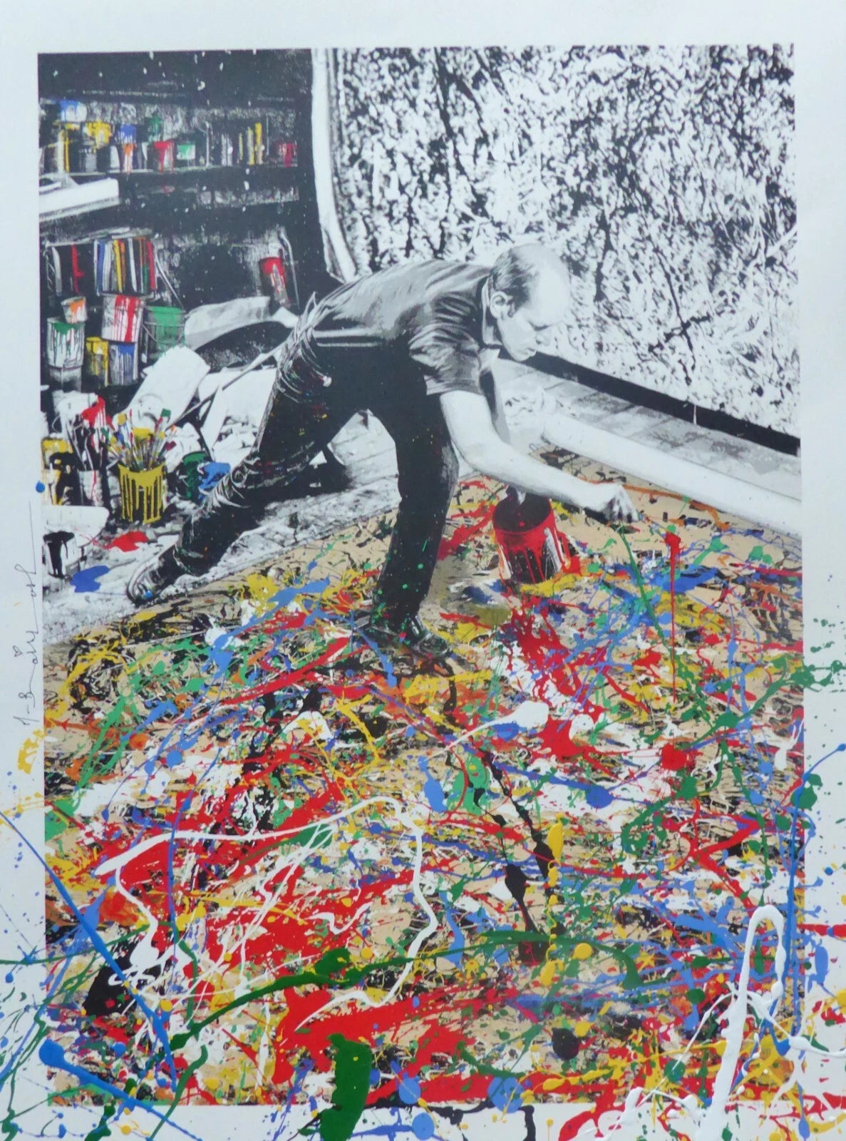 Freedom Art (Jackson Pollock) by Mr. Brainwash, 2024 hand embellished (acrylic) serigraph on paper