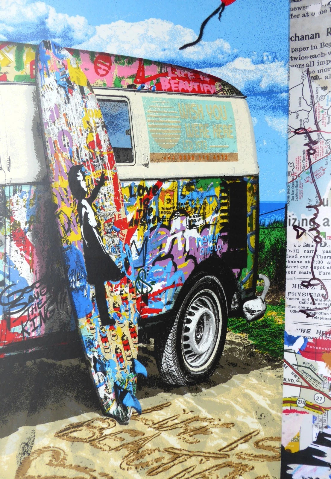 Let the Good Times Roll (Original) by Mr. Brainwash, 2024 silkscreen and mixed media on deckled edge paper — detail 2