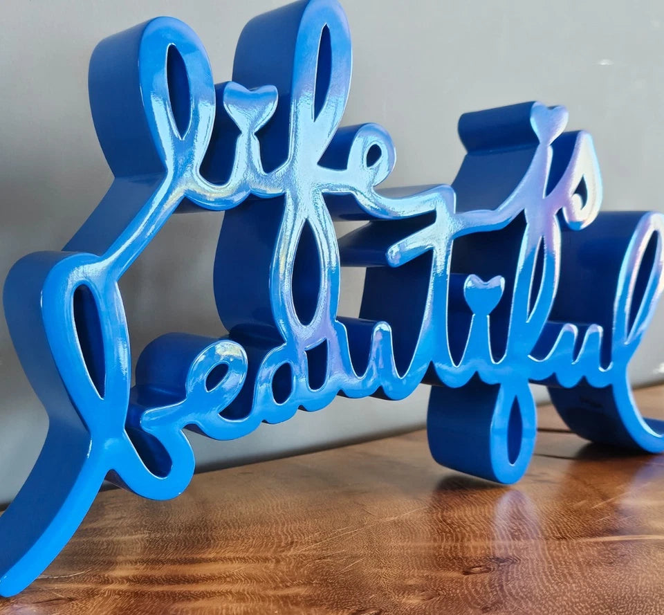 LIFE IS BEAUTIFUL SCULPTURE (ROYAL BLUE) BY MR. BRAINWASH