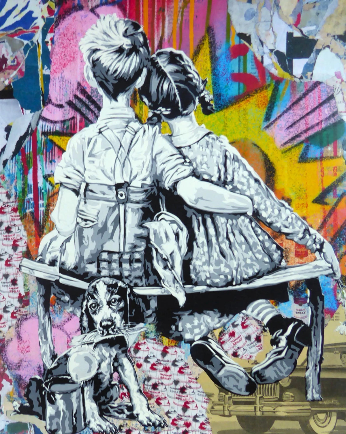 Work Well Together (Original) by Mr. Brainwash, 2023 silkscreen and mixed media on archival paper — detail 3
