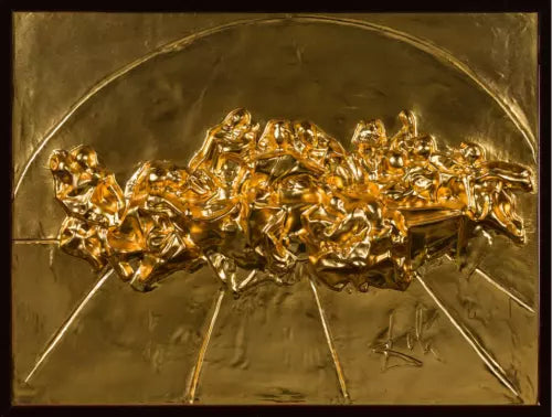The Last Supper (Gold) by Salvador Dali, 1975 gold patina bas relief
