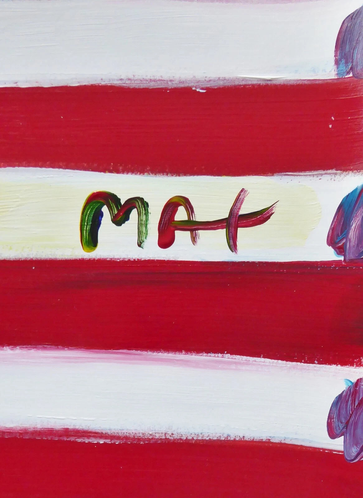Flag With Heart Ver.1 #16 (ORIGINAL) by Peter Max, 1999 acrylic and mixed media on paper — detail 3