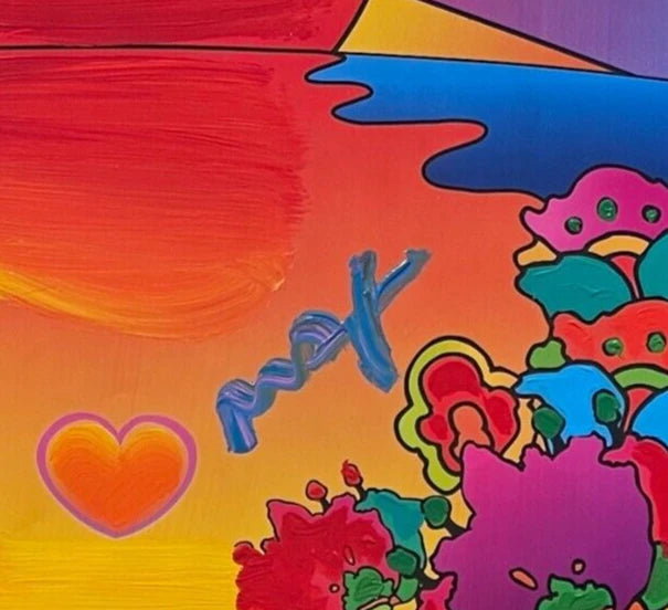 Sunrise 2000 (Original) by Peter Max, 2008 acrylic and mixed media on paper — detail 2