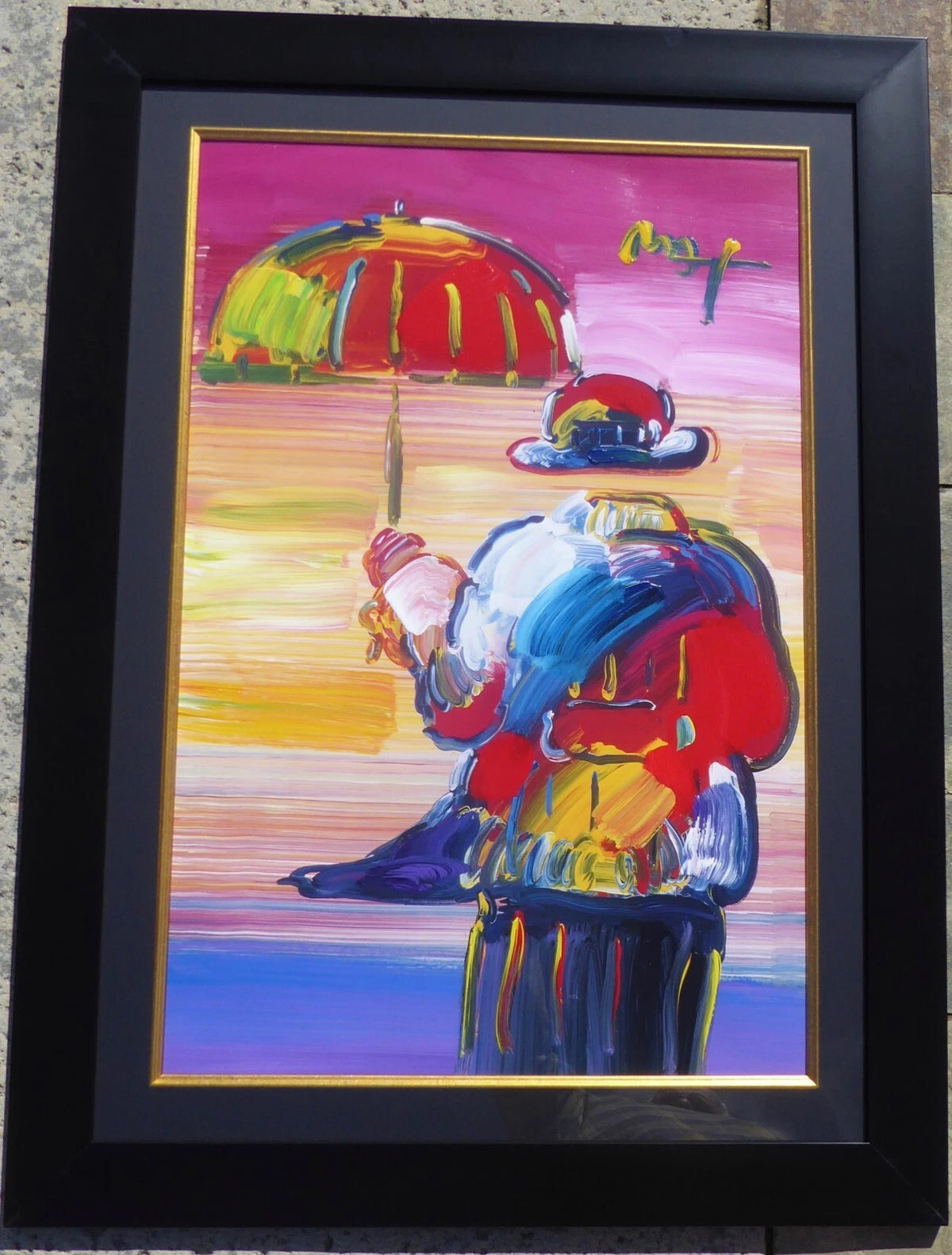 Umbrella Man (Original) by Peter Max, 2010 acrylic on paper — detail 2