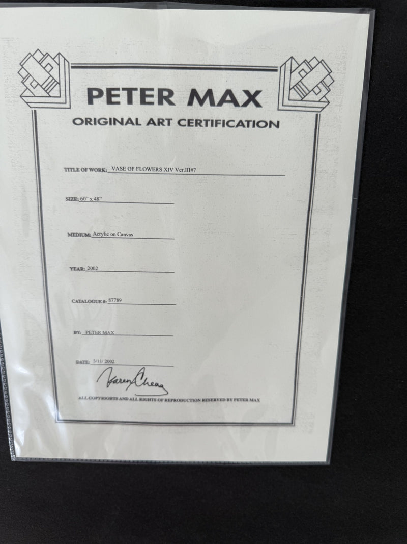 VASE OF FLOWERS (ORIGINAL) BY PETER MAX (60 X 48 INCHES)