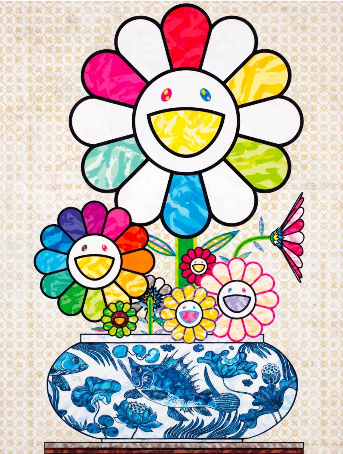 Flowers in a Qinghua Vase by Takashi Murakami, offset print in 4 colors edition — detail 3