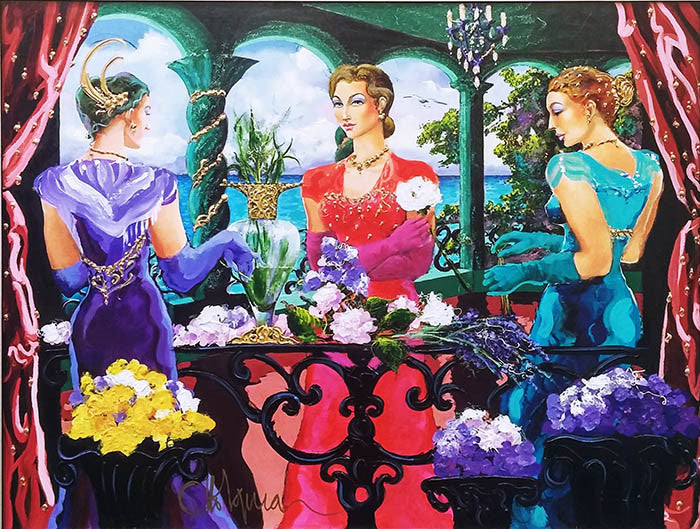 The New Veranda by Otto Aguiar by Artists Misc., 2013 hand embellished acrylic on canvas