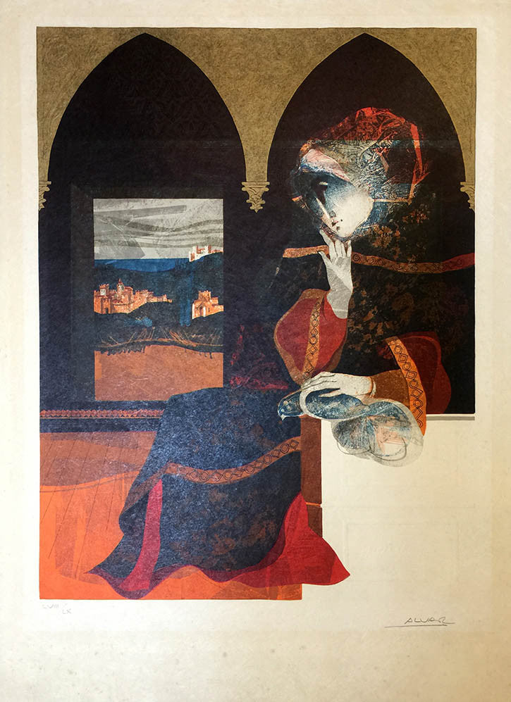 Untitled II by Sunol Alvar, 1977 embossed lithograph on nacre paper