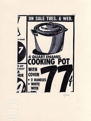 Cooking Pot by Andy Warhol, 1962 photoengraving on Rives BFK paper