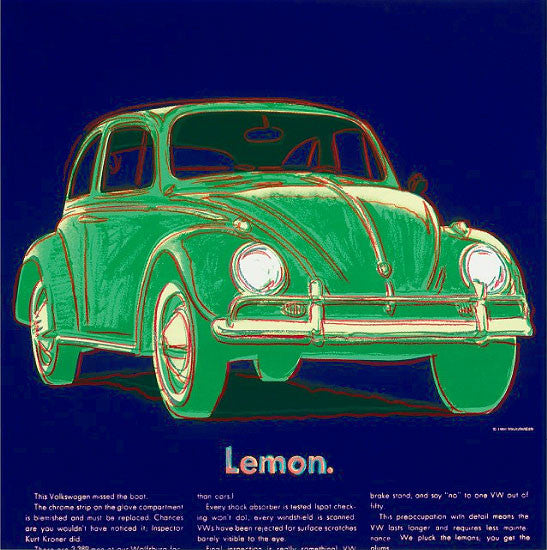 Ads: Volkswagen FS II.358 by Andy Warhol, 1985 screenprint on Lenox museum board