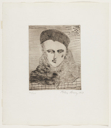 Sally with Beret by Milton Avery, 1939 drypoint