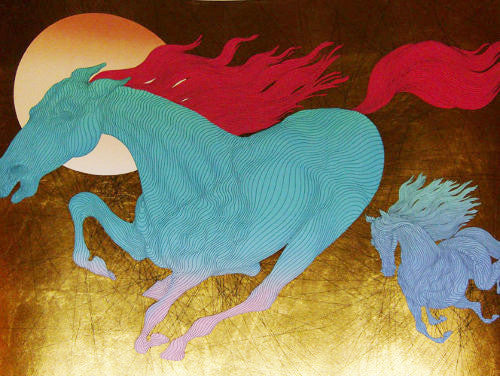 Equus by Guillaume Azoulay, 2006 serigraph, with gold lea