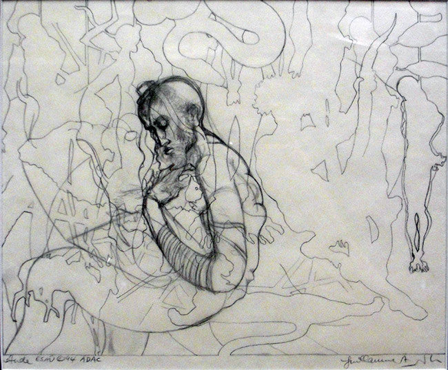 Etude Esau 94 Adac by Guillaume Azoulay, 1994 pencil drawing on rice paper