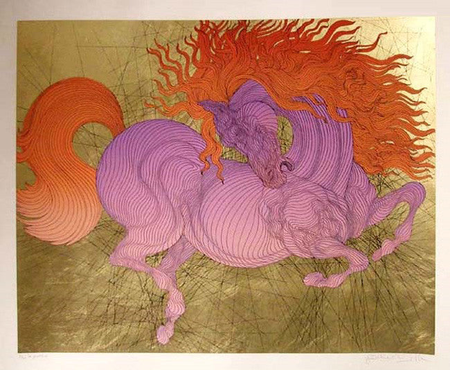 La Jument by Guillaume Azoulay, 2006 silkscreen, with gold lea