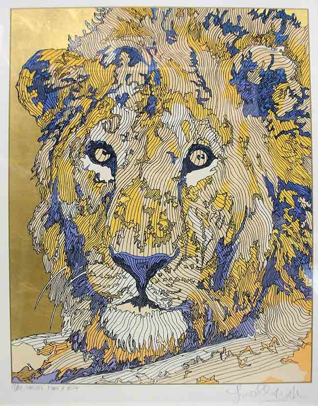 Sagesse State II by Guillaume Azoulay, 2007 serigraph, with hand laid 24k gold leaf