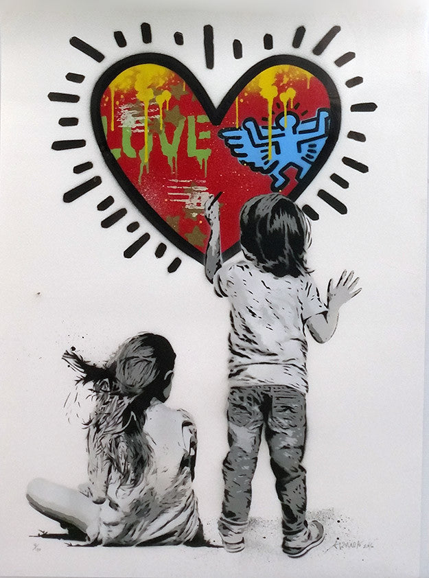 Heart (Red) by Alessio B by Artists Misc., 2016 spray paint on Fabriano paper