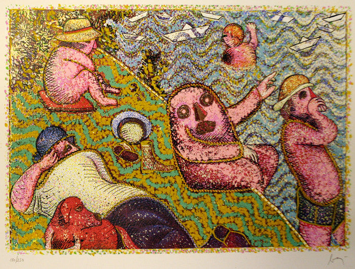 La Baignade D'apres La Grande Jette by Enrico Baj, 1972 mixed media