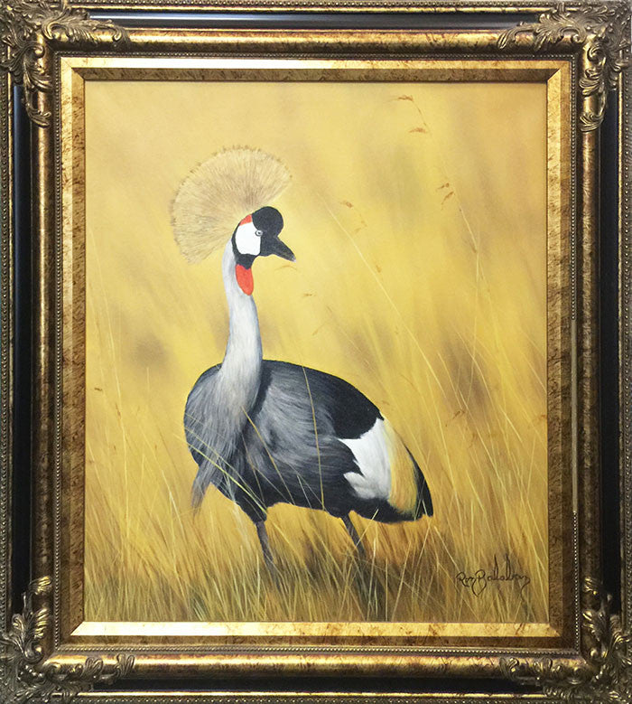 African Crowned Crane by Ron Balaban, oil on canvas