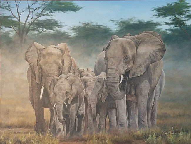 Elephants by Ron Balaban, oil on canvas