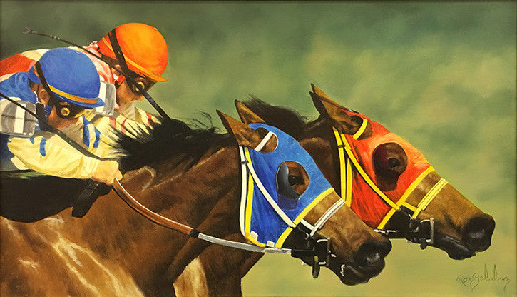 Racing Horses by Ron Balaban, oil on canvas — detail 2