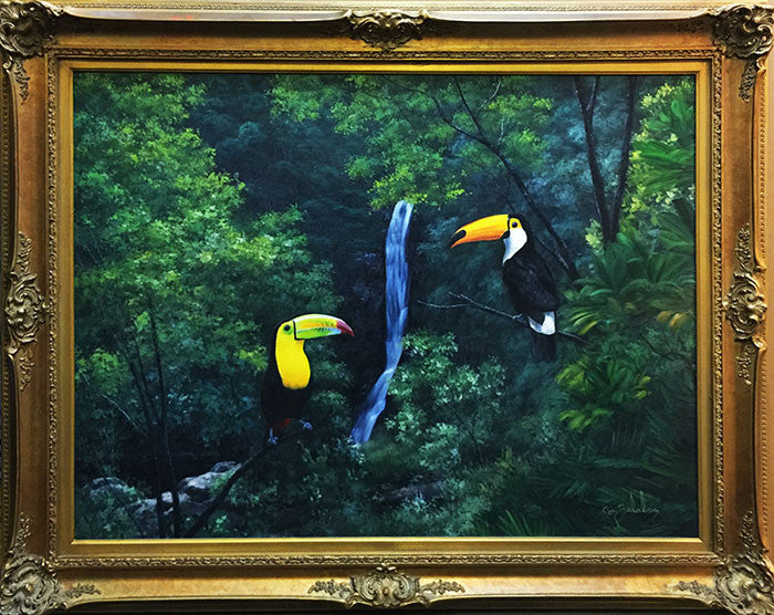 Toucans by Ron Balaban, oil on canvas